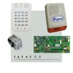 Paradox SP5500 riasztórendszer dobozzal, K10V kezelő, 45VA táp, PS128 kültéri sziréna
