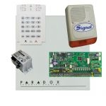 Paradox SP6000 riasztórendszer dobozzal, K10V kezelő, 45VA táp, PS128 kültéri sziréna